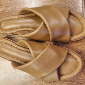 J Crew Menorca padded cross-strap sandals in leather